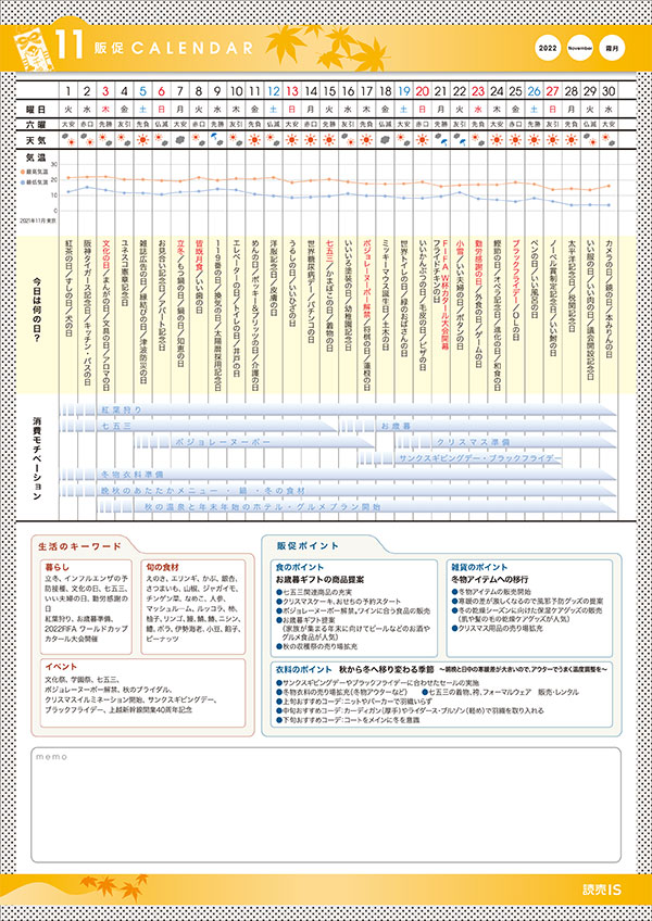 販促カレンダー22年11月をupしました トピックス