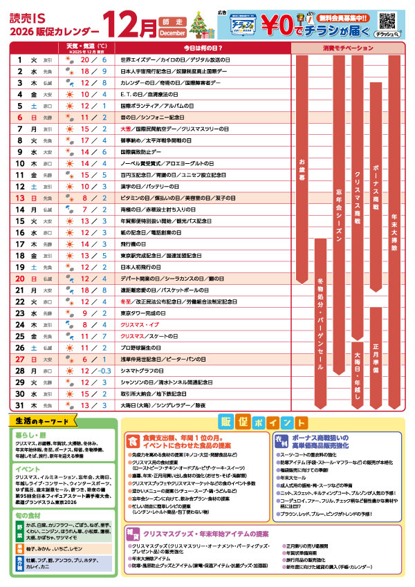 販促カレンダー2026年12月